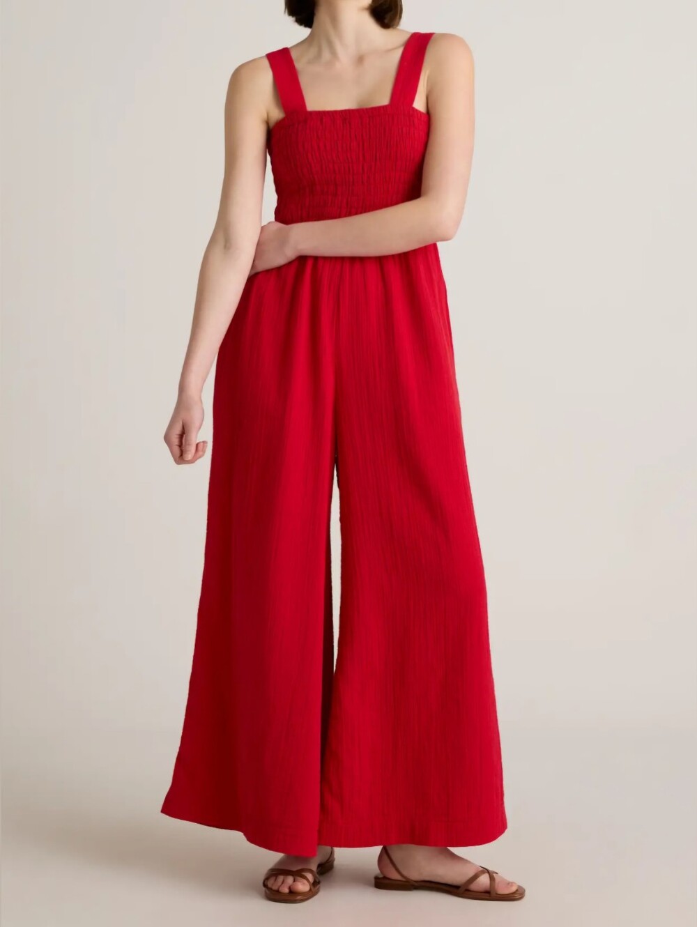 Quince Gauze Smocked Wide Leg Jumpsuit